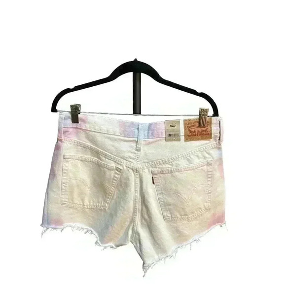 Levi's 501 Button Fly Tie Dye High Rise Distressed White Shorts Size 31, NWT - Picture 4 of 9